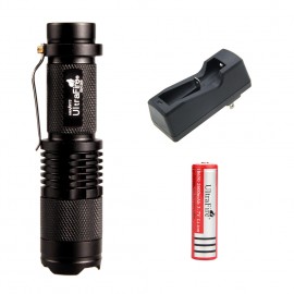 UltraFire Cree XML L2 LED Zoomable Flashlight Torch Lamp 18650 KIT SK98 (Black)