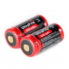 Ultrafire  BRC 16340 3.7V 650mAh Rechargeable Lithium Battery With  Positive plate Protection(2PS)