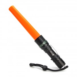 UltraFire 11-Inch Signal Traffic Wand Baton LED Flashlight with Strobe Mode, Wrist Strap Lanyard, 250 Lumens, Orange Finish