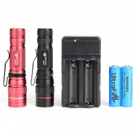 UltraFire LED Flashlight Pocket Flashlight J3 300 Lumens Flashlight 3 Modes AA Flashlight Focus Adjustable Flashlight With 14500 Rechargeable Battery and Charger