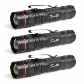  UltraFire Tactical Flashlight 300 Lumens MINI Flashlight 3 Modes Zoomable Torch Bright Flashlight J3 Flashlight Pack(3 pack)
