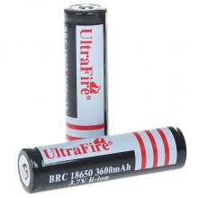 UltraFire 18650 3.7V 3600mAh Rechargeable Lithium Batteries Without Protection - Black + White (2PCS)