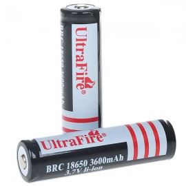 UltraFire 18650 3.7V 3600mAh Rechargeable Lithium Batteries Without Protection - Black + White (2PCS)