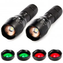 2 Pack UltraFire A100 3-Color-Light Tactical 18650 Flashlight, xml-t6 800 Lumen Small led Torch