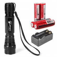 UltraFire WF-501B 18650 Flashlight with 4PCS UFB22 3.7v 18650 2600mAh Rechargeable Battery and Charger, Single Mode Mini Flashlights 500 Lumens