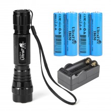 UltraFire WF-501B 18650 Flashlight with 4PCS UFB22 3.7v 18650 2200mAh Rechargeable Battery and Charger, Single Mode Mini Flashlights 500 Lumens