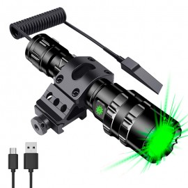 UltraFire UF-1102G Green Light Torch USB Charging 5 Mode LED Bright Waterproof Flashligh Set