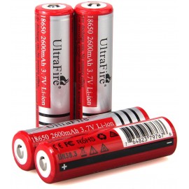 UltraFire 18650 3.7V Battery Li-ion Rechargeable Batteries 2600mAh Button Top 4 Pack