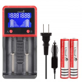 UltraFire H2 2-SLOT US Plug Universal Multifunction LI-ION / NI-CD / NI-MH Battery Charger Li-ion Rechargeable Batteries 2600mAh Button Top （2-Pack）