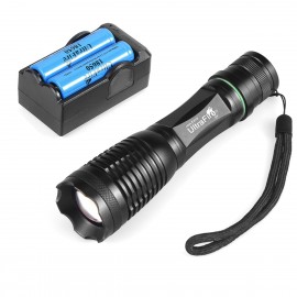  UltraFire 18650 Flashlight with 2PCS UFB22 3.7v 18650 2200mAh Rechargeable Battery and Charger 5-Mode Flashlights 800Lumens Kit