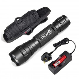 UltraFire WF-501B CREE XP-L V6 5-Modes1000 Lumen Flashlight (UK Plug Single charge charger 402 holster 18650 battery)