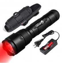 UltraFire 502R Red CREE XP-E2 Focusing Waterproof LED Flashlight (US Plug Single charge Charger+402Holster+18650Battery)