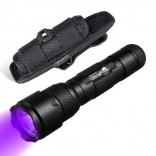 UltraFire 502UV LG Purple Focusing Waterproof LED Flashlight and Duty Belt Flashlight Holster Holder with 360 Degrees Rotatable Clip  