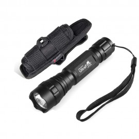 UltraFire WF-501B 5-Mode 1000 Lumen Mini Tactical Led Flashlight Torch, and Duty Belt Flashlight Holster Holder with 360 Degrees Rotatable Clip