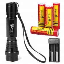 UltraFire WF-501B 18650 Flashlight with 4PCS UFB18 3.7v 18650 1800mAh Rechargeable Battery and Charger, Single Mode Mini Flashlights 500 Lumens