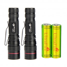 2Pck UltraFire LED Flashlight Pocket Black J3 300 Lumens Flashlight 3 Modes AA Flashlight Focus Adjustable Flashlight With 1.5V AA Alkaline Batteries 