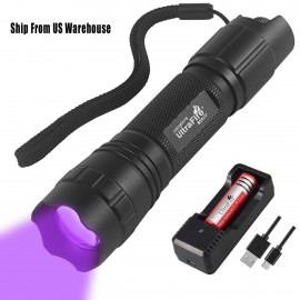 US Warehouse - UltraFire WF-501UV LG 5W Purple Light Stepless Dimming Focusing LED Waterproof Flashlight （Kit）