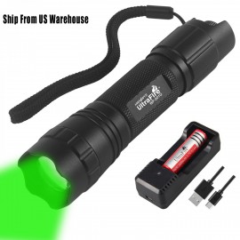 US Warehouse - UltraFire WF-501G CREE XP-E2 Stepless Dimming Green Light Focusing LED Flashlight Waterproof（Kit）