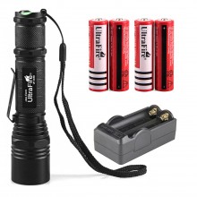 UltraFire 1000 Lumen 18650 Handheld UF-506B Flashlight,with 4PCS  3.7v 18650 3000mAh Rechargeable Battery and Charger, 1 Modes LED Tactical Flashlight