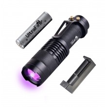 UltraFire SK68 395nm  UV  Light Money Detect Waterproof Zoomable Flashlight with 14500 Battery and Charger